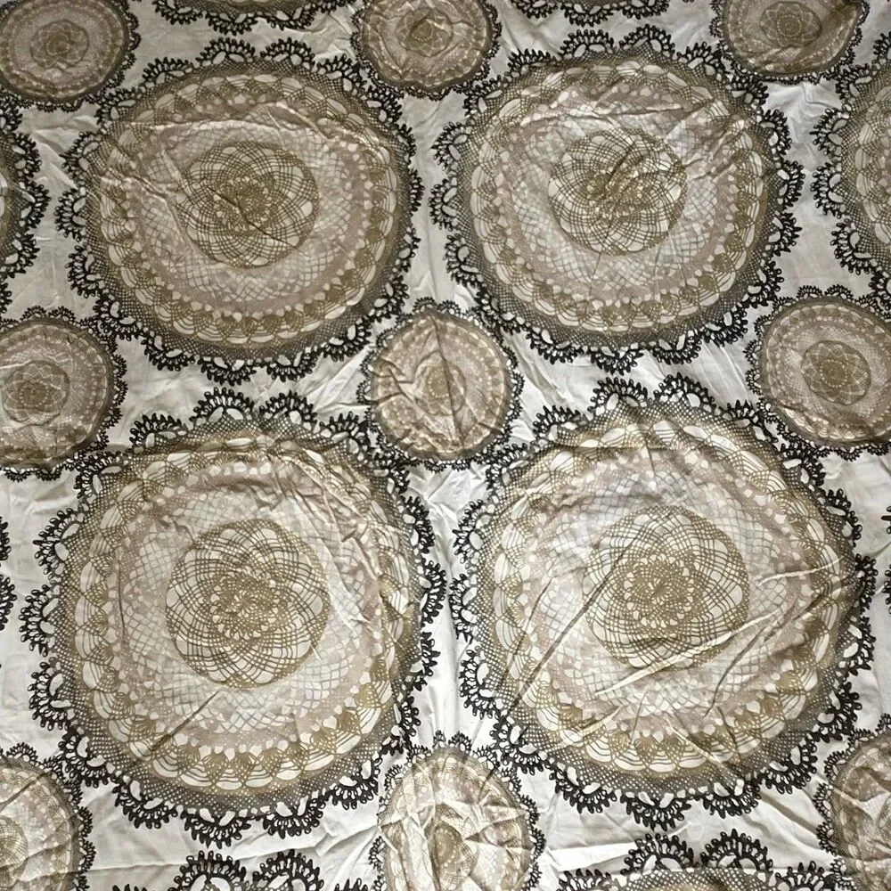 Ikea Lyckoax Full Double Duvet Cover Cream Cream Beige Black Mandalas Medallions